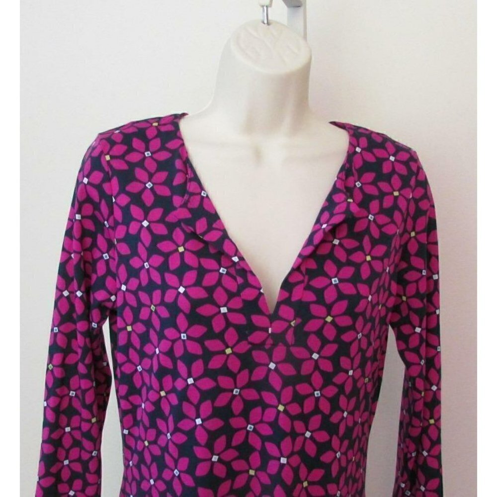 DVF Diane von Furstenberg Reina Floral check tunic dress pink purple navy new 8 - Picture 2 of 4